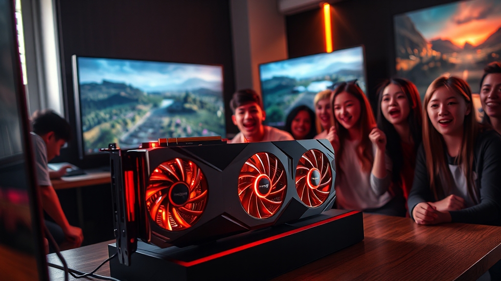 2025 조립 PC 완벽 가이드: 견적, 부품, 최신 기술까지 (40자) 8 최신 기술 동향: 라데온 RX 9070XT (realistic 스타일)