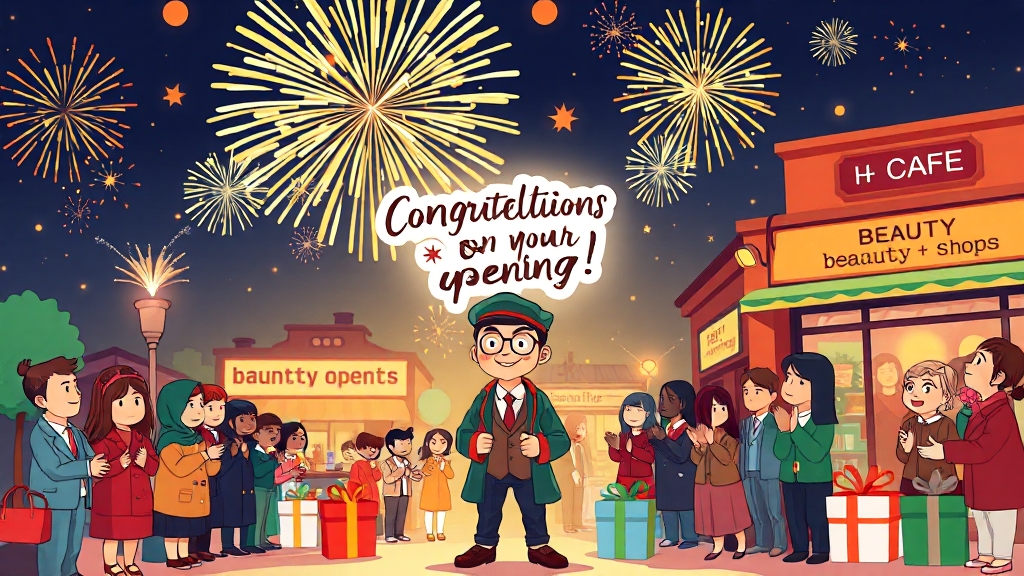 개업 축하, 센스 있는 선물 & 문구 A to Z: 화분 추천부터 관리법까지 2 특별한 개업 인사 (cartoon 스타일)