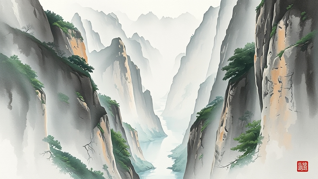 태항산: 웅장한 자연 (watercolor 스타일)