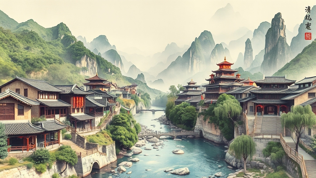 산서성 주요 관광지 (realistic 스타일)