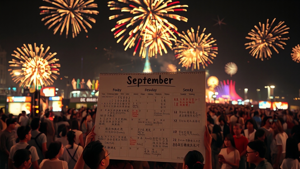 9월 서울 축제 총정리: 드론쇼, 콘서트, 전시까지! (50자) 9 9월, 서울 축제 매력에 빠져봐요! (realistic 스타일)