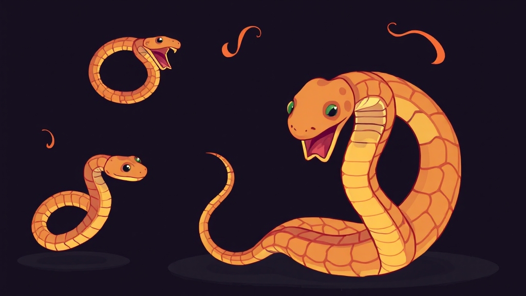 뱀 꿈 해몽 완벽 정리: 상황별 의미, 뱀 종류별 풀이 (클릭) 3 뱀 행동, 꿈 해몽의 열쇠! (cartoon 스타일)