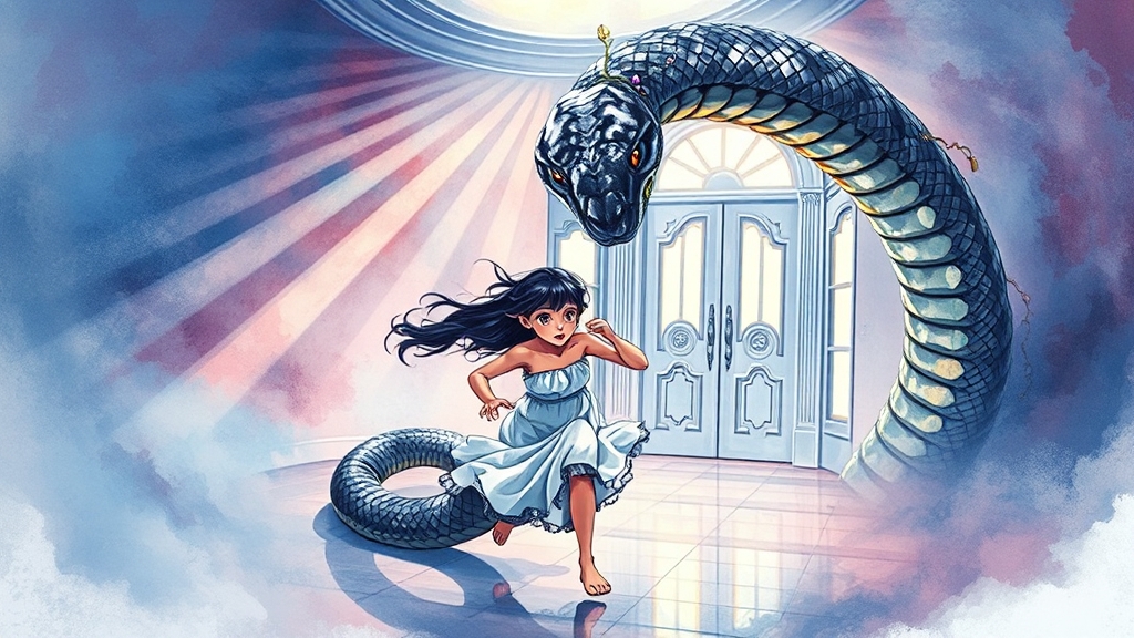 뱀 꿈 해몽 완벽 정리: 상황별 의미, 뱀 종류별 풀이 (클릭) 7 상황별 뱀 꿈 해몽 (집, 쫓김) (illustration 스타일)