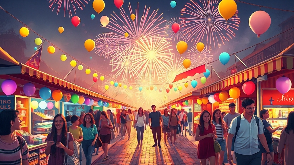 국내 축제 A to Z: 종류, 즐길 거리, 참여 정보 완벽 정리! 7 축제가 지역 경제에 미치는 영향 (illustration 스타일)