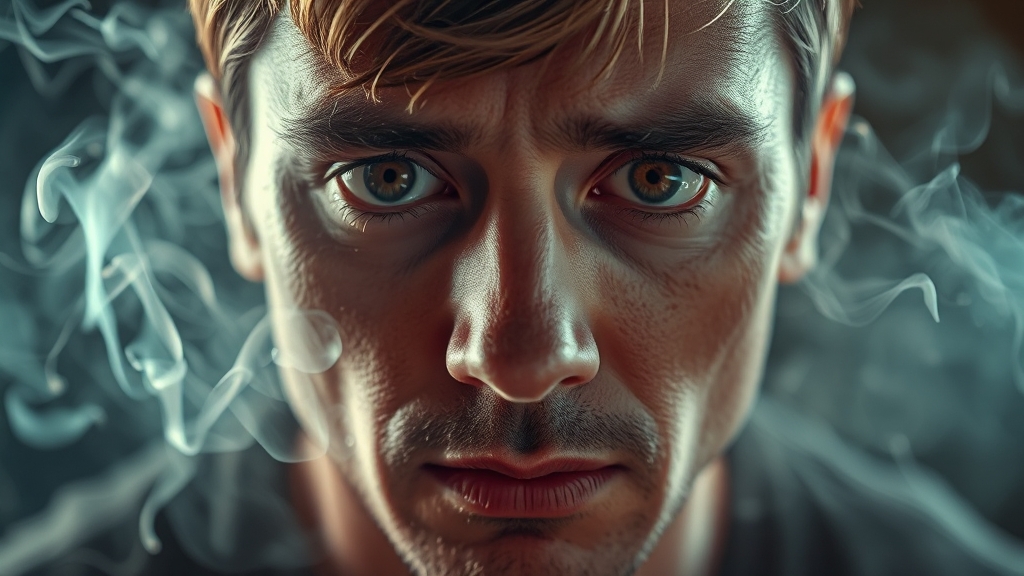 니코틴 중독, 주요 증상은? (realistic 스타일)