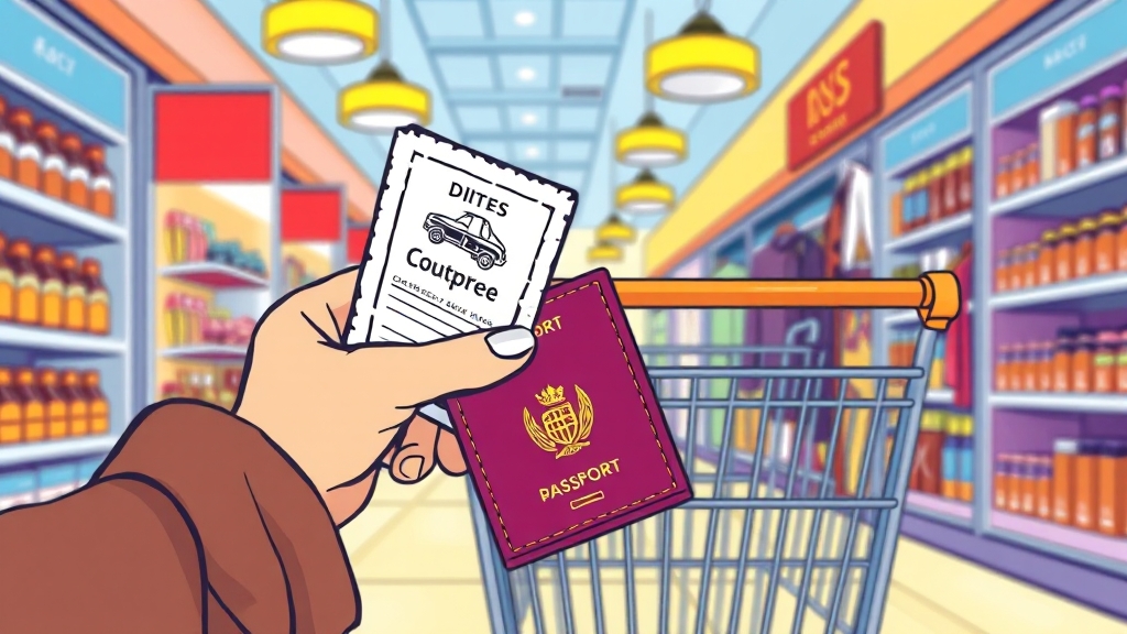 면세 & 쿠폰 활용 꿀팁 (cartoon 스타일)