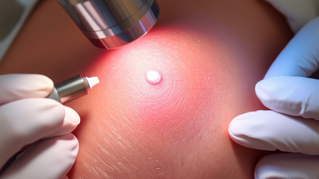 피지선 증식증, 레이저 치료 A to Z: 원인부터 관리까지 (40자) 7 레이저 치료 과정 (realistic 스타일)