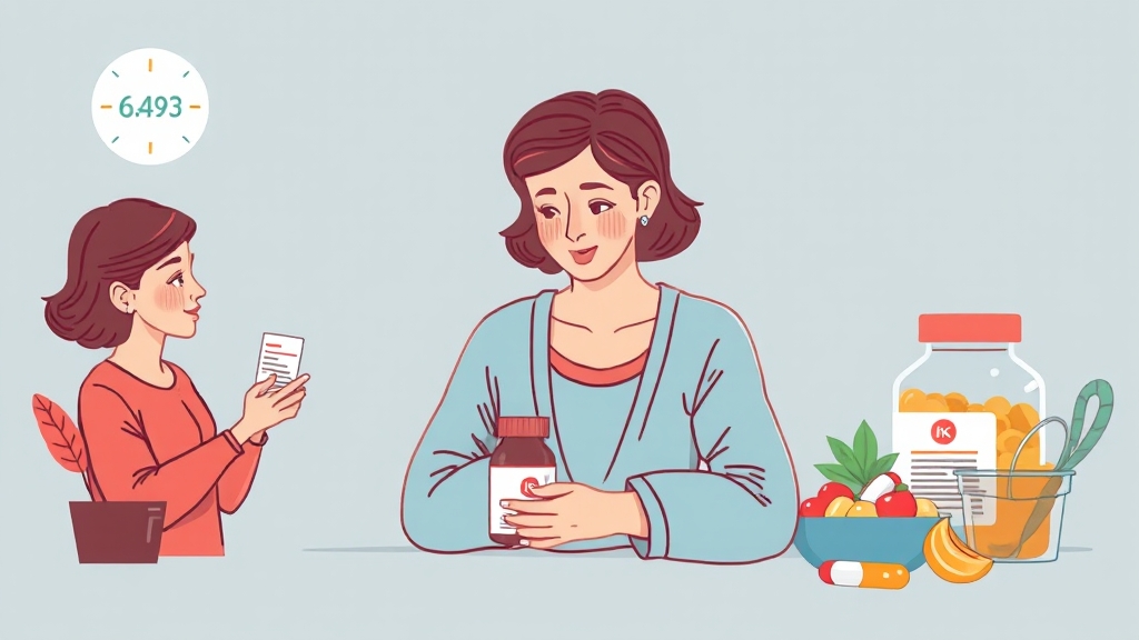 갱년기, 건강하게 극복하는 법: 증상 완화부터 영양제 선택까지 7 영양제 섭취 시 주의사항 (illustration 스타일)