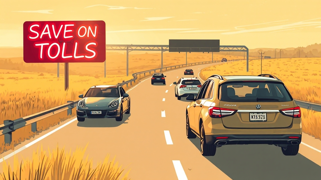 교통비 절약 꿀팁: 고속도로 통행료 면제 & 할인 (illustration 스타일)