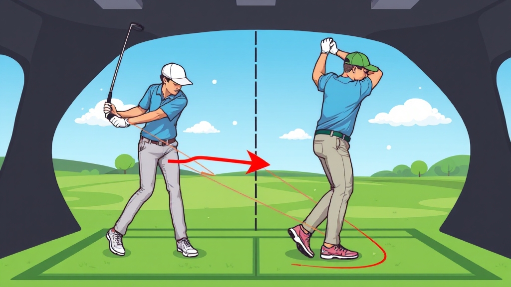 효율적인 스윙 궤도 연습 (cartoon 스타일)