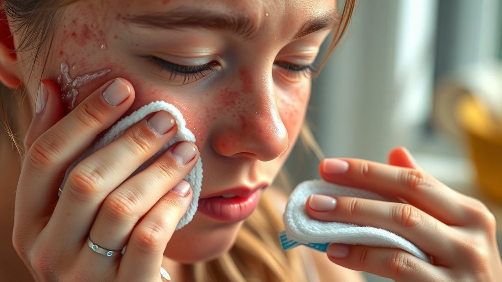 알레르기 피부염 완화 및 관리 (realistic 스타일)