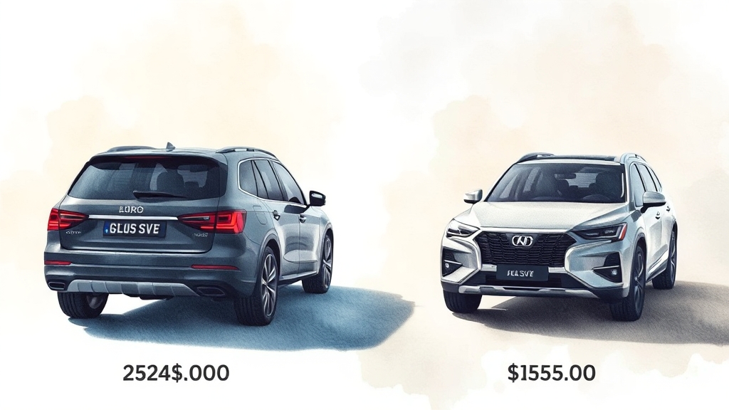 국산 vs 수입 SUV 완벽 비교: 가격, 성능, 유지비, 공간 총정리 3 가격 및 초기 구매 비용 비교 (watercolor 스타일)