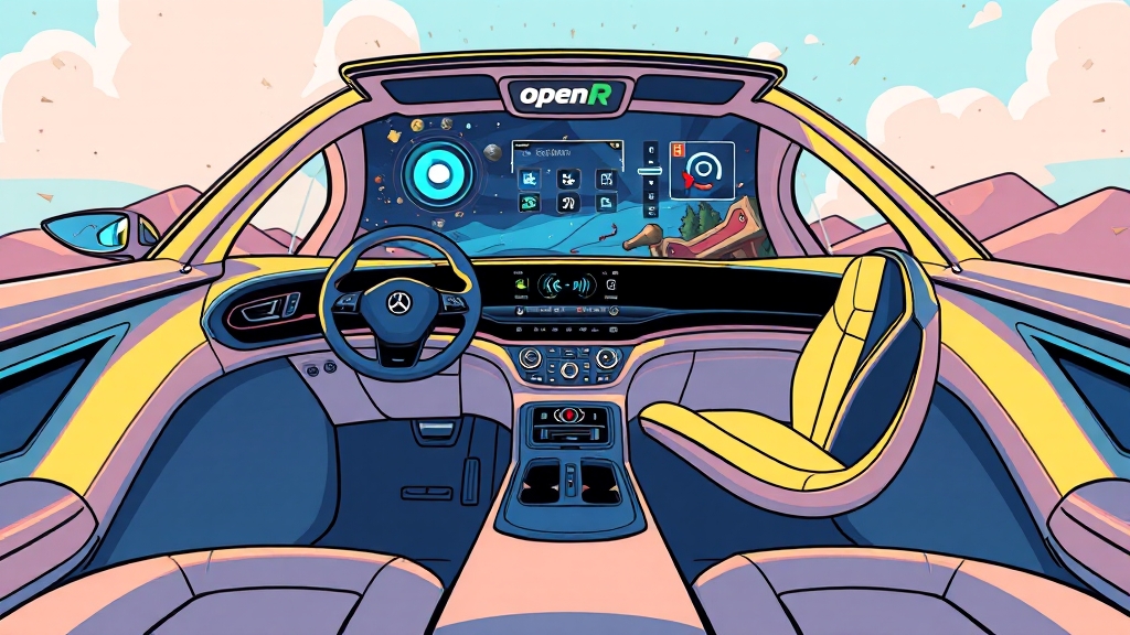 2026 르노 그랑 콜레오스: 디자인, 하이브리드, ADAS 총정리 5 인포테인먼트 시스템 개선 (cartoon 스타일)