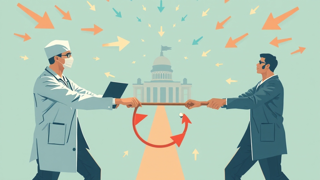 다양한 입장의 충돌 (illustration 스타일)