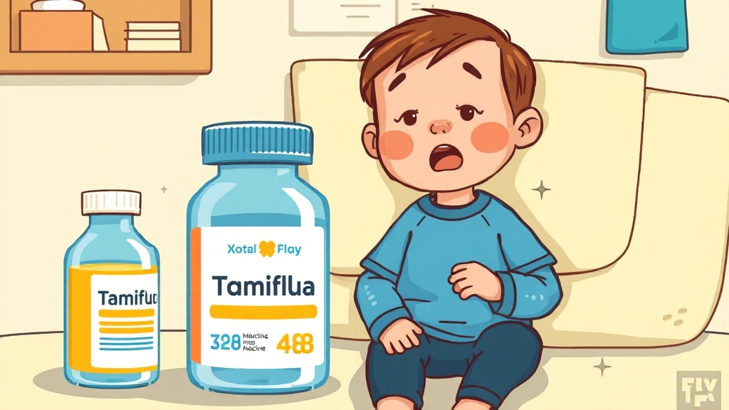 A형 독감 치료: 약물 및 부작용 (cartoon 스타일)