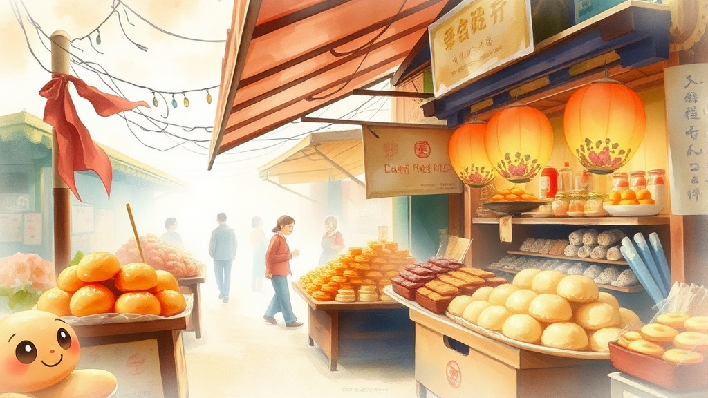 산성시장의 매력은? (watercolor 스타일)