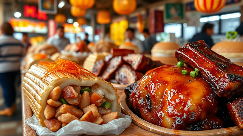 산성시장 맛집은 어디? (realistic 스타일)