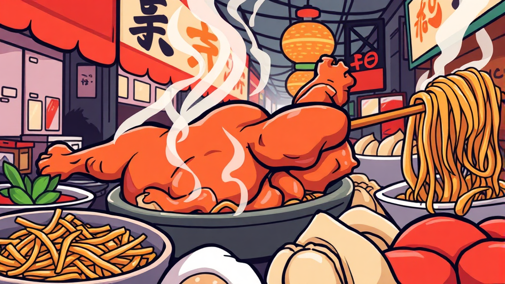 산성시장, 간식은 뭐가 좋을까? (cartoon 스타일)