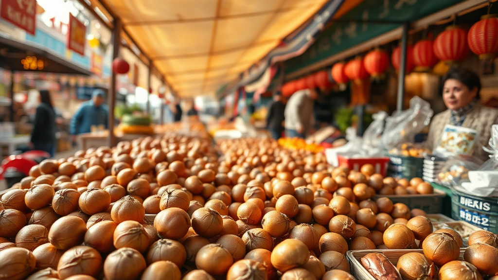 산성시장에서 뭘 사야 할까? (realistic 스타일)