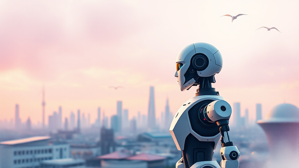 AI 시대, 미래 사회는? (watercolor 스타일)