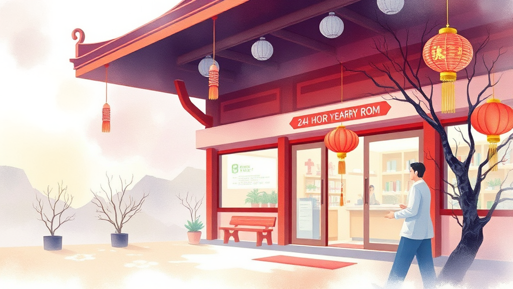 설 연휴 비상진료체계와 응급실 이용 안내 (watercolor 스타일)