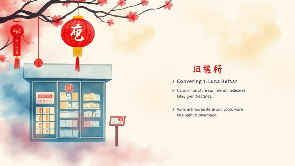 편의점 상비약부터 공공심야약국까지, 명절 약국 이용 가이드 (watercolor 스타일)