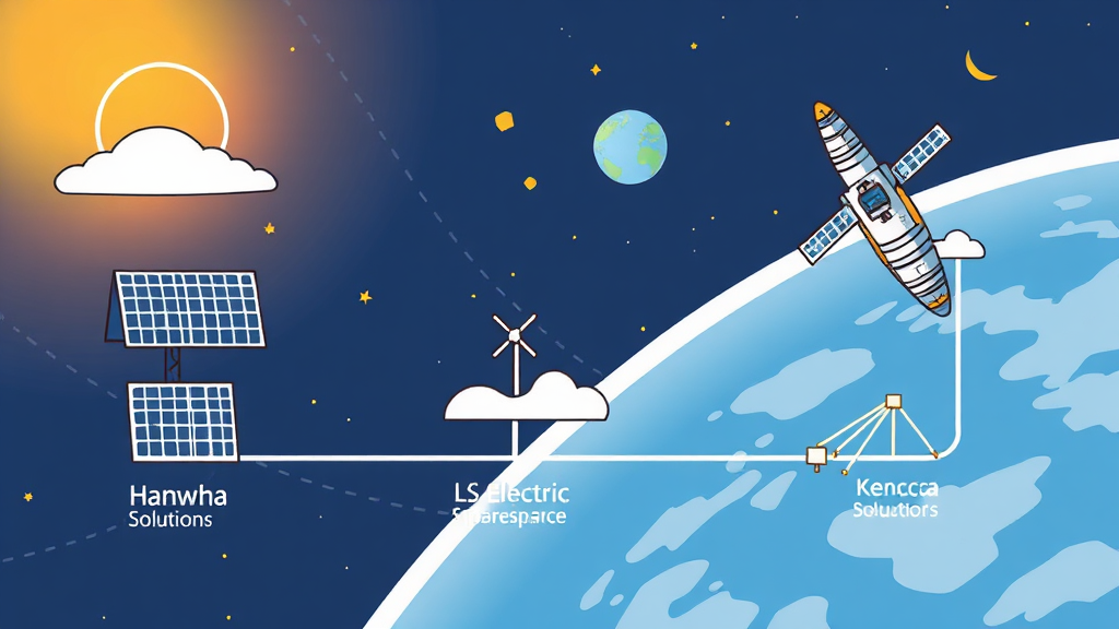우주 태양광 밸류체인 분석 및 주요 기업 (cartoon 스타일)