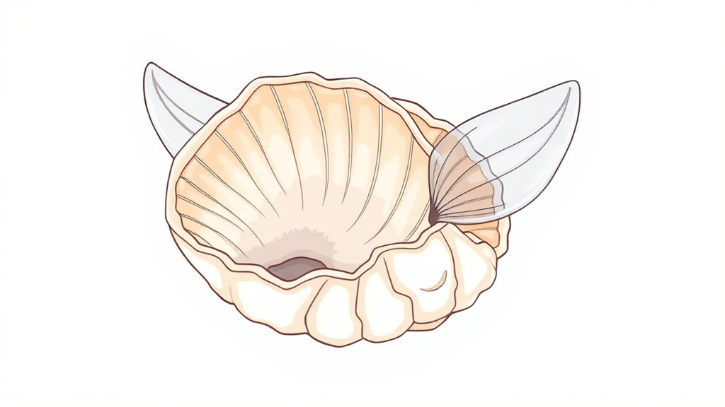 4월 제철 비단가리비의 매력 탐구 (illustration 스타일)