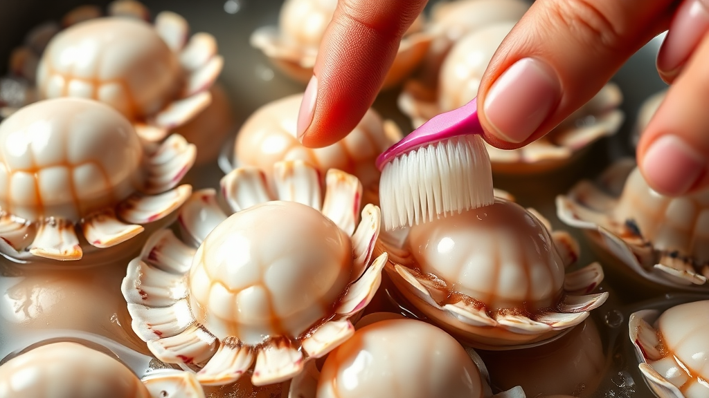 집에서 쉽게! 비단가리비 해감 및 손질 완벽 가이드 (realistic 스타일)