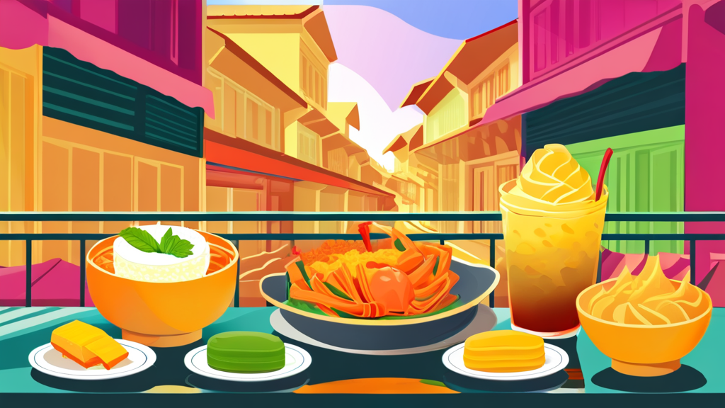 싱가포르 미식 탐험: 놓치지 말아야 할 음식 (illustration 스타일)