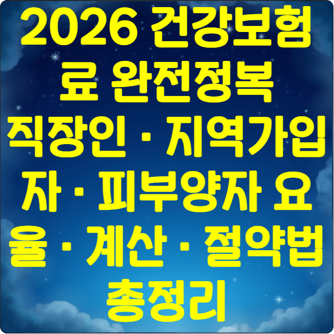 2026 건강보험료 완전정복 직장인 · 지역가입자 · 피부양자 요율 · 계산 · 절약법 총정리