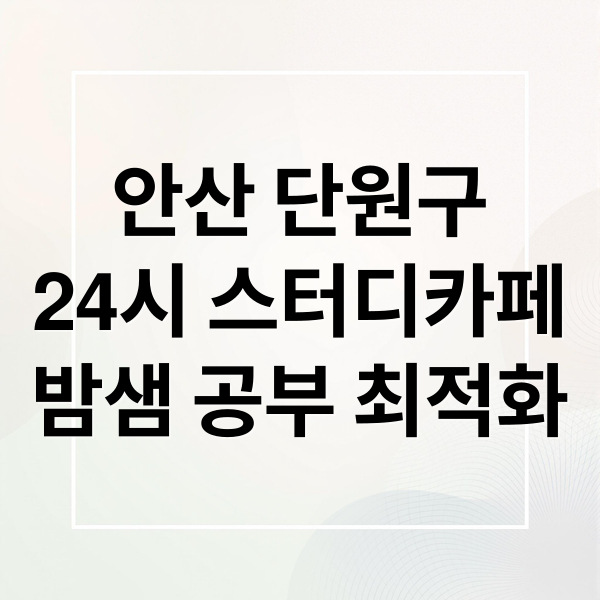 안산 단원구 24시 스터디카페