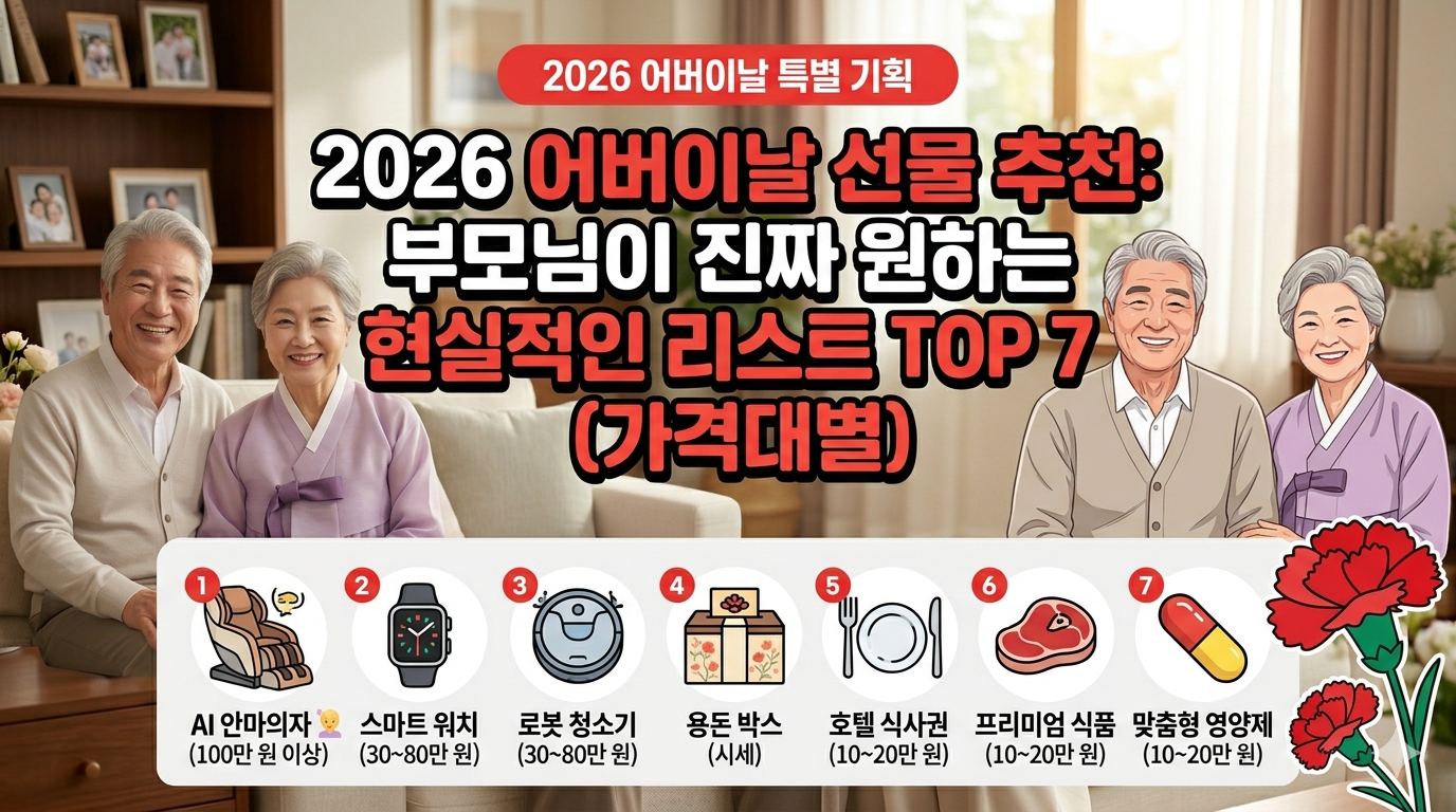 2026 어버이날 선물 추천 부모님이 진짜 원하는 현실적인 리스트 TOP 7 (가격대별)