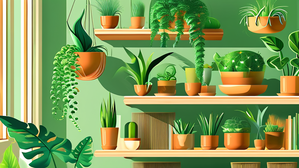 새집증후군 완화에 도움 되는 식물 (illustration 스타일)