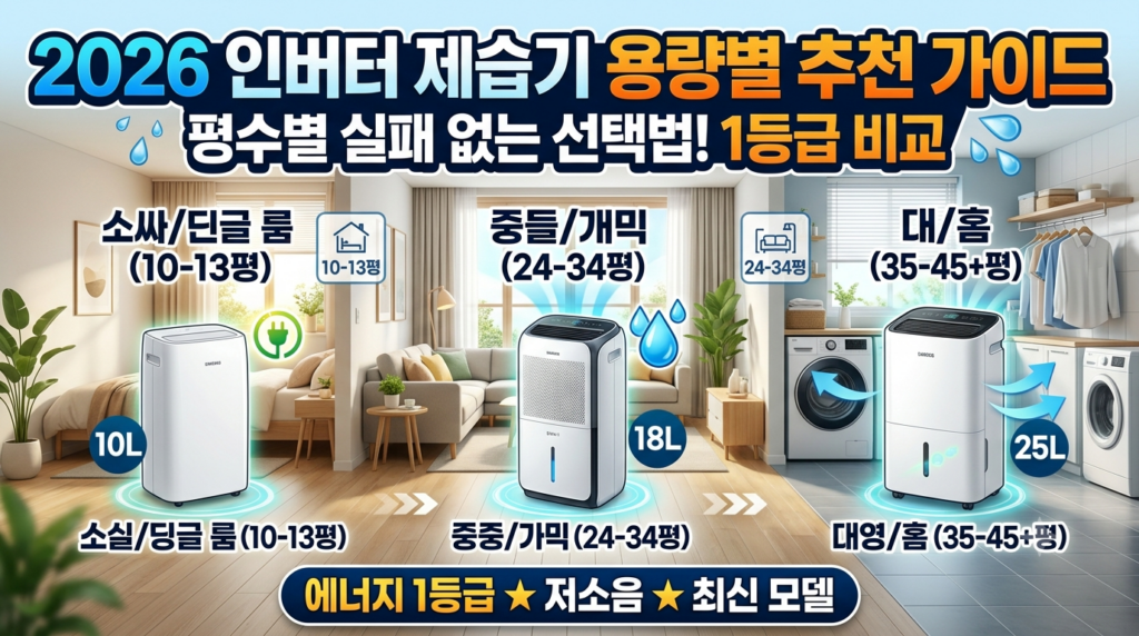 2026년 인버터 제습기 용량별 추천 가이드 평수별 실패 없는 선택법 (삼성·LG·위닉스 1등급 비교