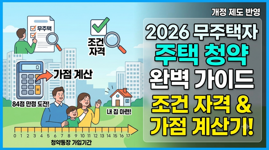 2026 무주택자 주택 청약 조건 및 청약 가점 계산기 완벽 가이드 개정 제도 반영