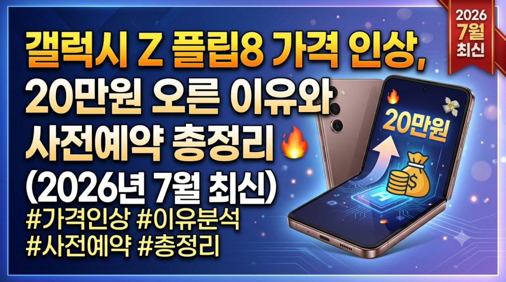 갤럭시 Z 플립8 가격 인상, 20만원 오른 이유와 사전예약 총정리(2026년 7월 최신)