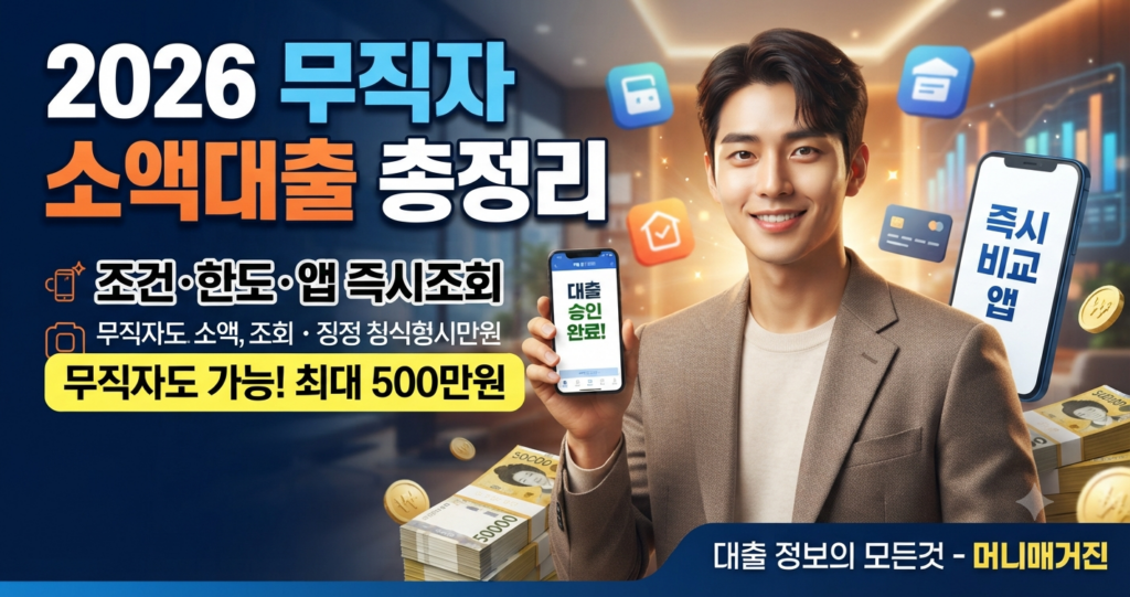 무직자 소액대출 2026년 총정리｜조건·한도·모바일 즉시조회 앱 완전 비교