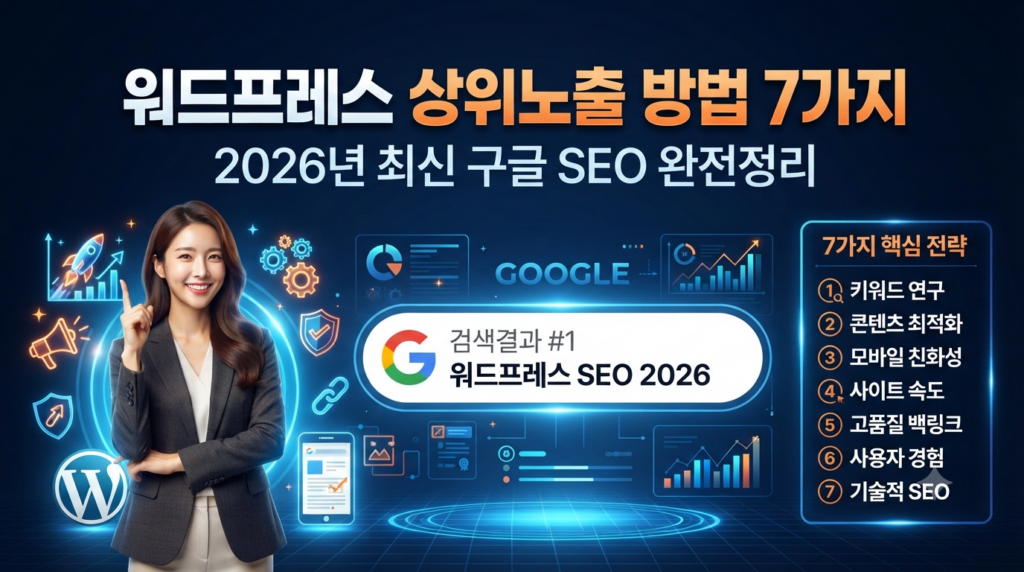 워드프레스 상위노출 방법 7가지 2026년 최신 구글 SEO 완전정리