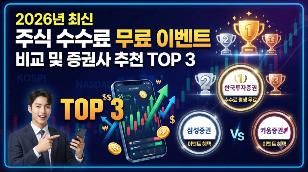 2026년 최신 주식 수수료 무료 이벤트 비교 및 증권사 추천 TOP 3