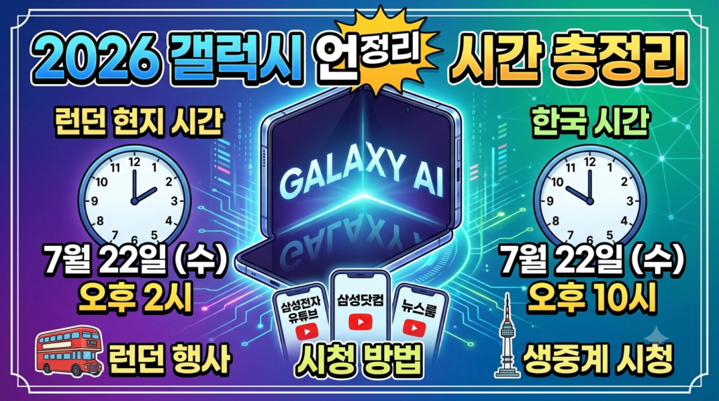 2026 갤럭시 언팩 시간 총정리|7월 22일 런던 행사 한국시간·시청 방법 총정리