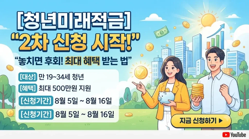 청년미래적금 2차 신청 10월 7일 시작, 홀짝제·가입조건·갈아타기 총정리(2026) 