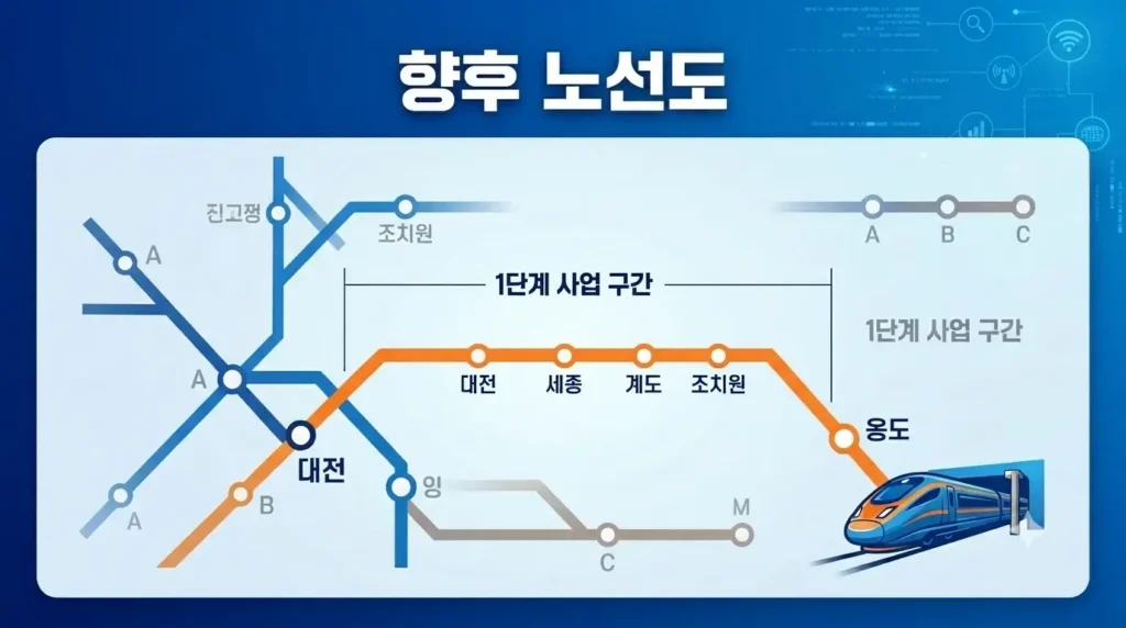 충청권 광역철도 1단계(계룡~신탄진) 총사업비가 5,716억 원으로 최종 확정되었습니다. 12개 정차역 노선도부터 대전 지하철·트램 환승 정보, 개통 효과 및 부동산 수혜 지역까지 2026