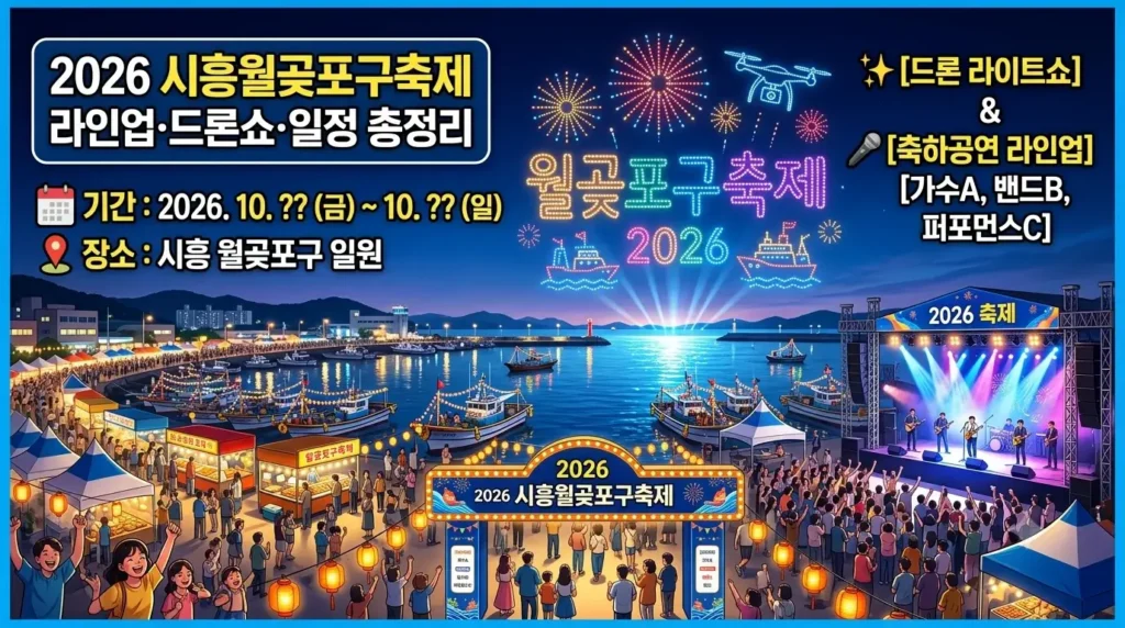 2026 시흥월곶포구축제 라인업·드론쇼·일정 총정리
